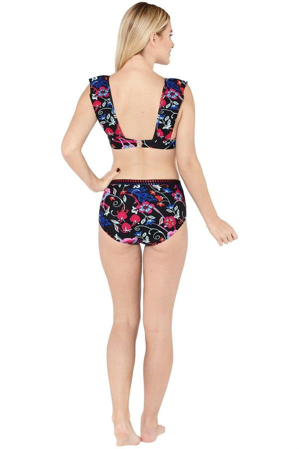 Black Pattern Blanket Stitch High Waist Brief