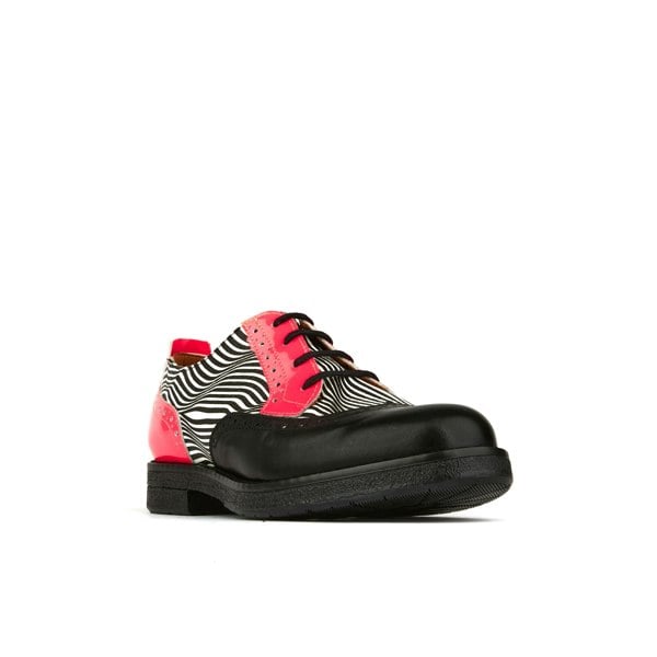 Embassy London The Artist - Optical Zebra - Womens Italian leather shoe with rubber sole and broguing