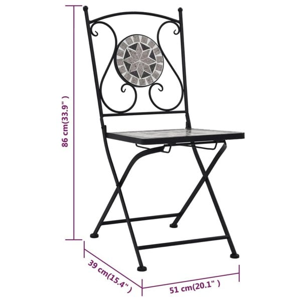 Berkfield Mosaic Bistro Chairs 2 pcs Grey