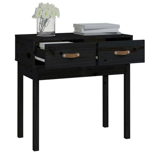 Berkfield Console Table Black 76.5x40x75 cm Solid Wood Pine