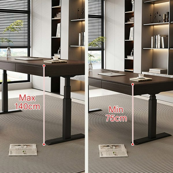 Moreno Electric Standing Office Desk With Storage, Solid Wood-Rit Concept-Rit Concept