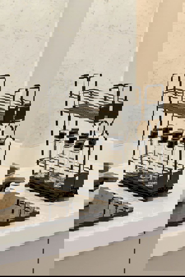 Living and Home 2-Tier&2-Row Metal Spice Rack Slide-Out Kitchen Storage Holder Shelf Cabinet Organizer