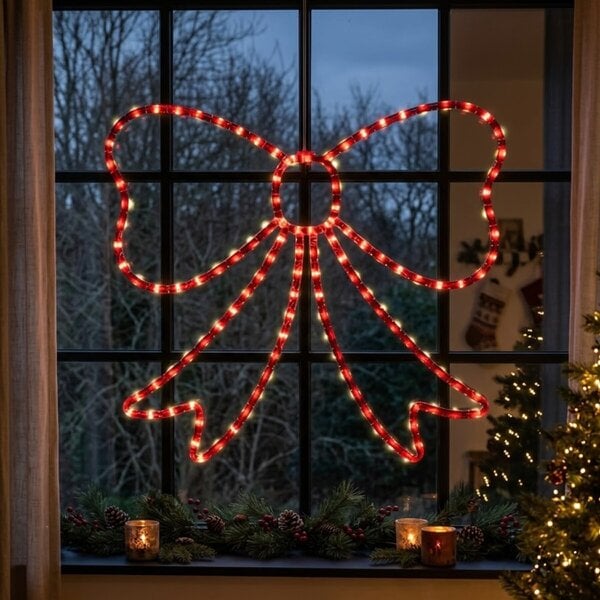 Garden Greatness Battery Operated Light Up Christmas Window Bow 