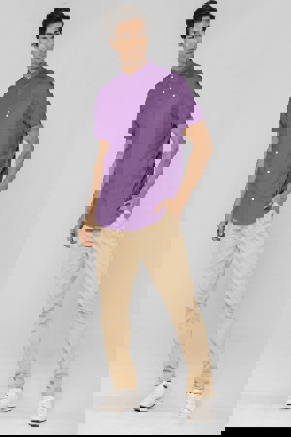 ENORSIA Mens Slim Fit Stand Up Collar Shirt