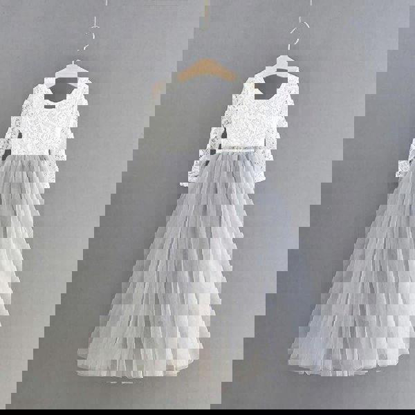 Silver Grey Flower Girl Dress