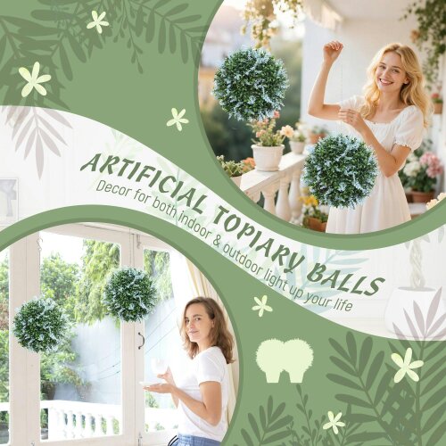 Wyld Haus Maka Nosa Set Of 2 UV Resistant Artificial Topiary Ball Plants In Blue