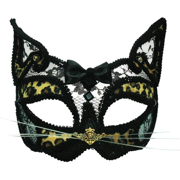 Bristol Novelty Unisex Transparent Lace Leopard Mask - Black/Gold/Brown - 