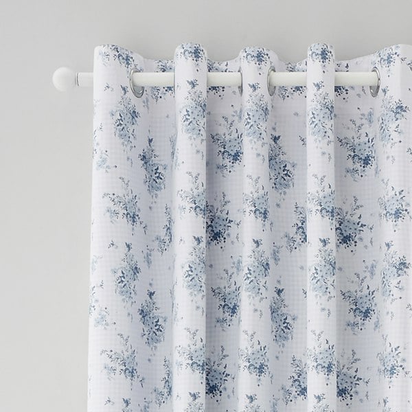 Catherine Lansfield Lucie Floral Frill Fully Reversible Eyelet Curtains