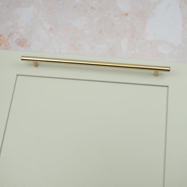 Handle & Home Satin Brass T-Bar Handles & Coordinating T-Bar Knob