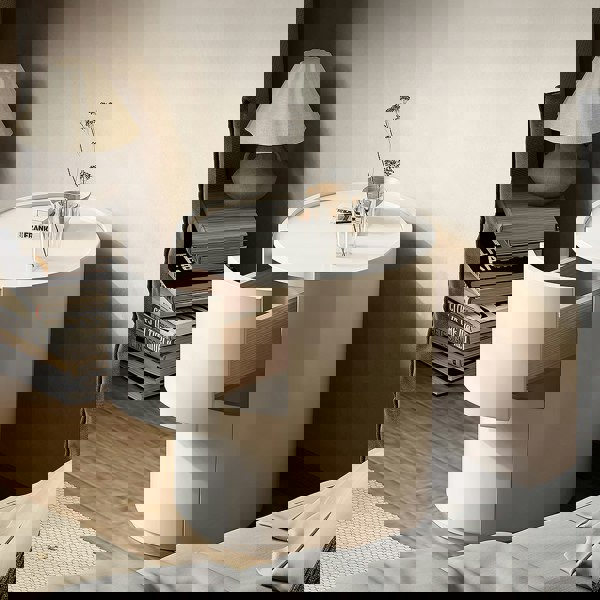 Farooq Round Bedside Table, White-Weilai Concept