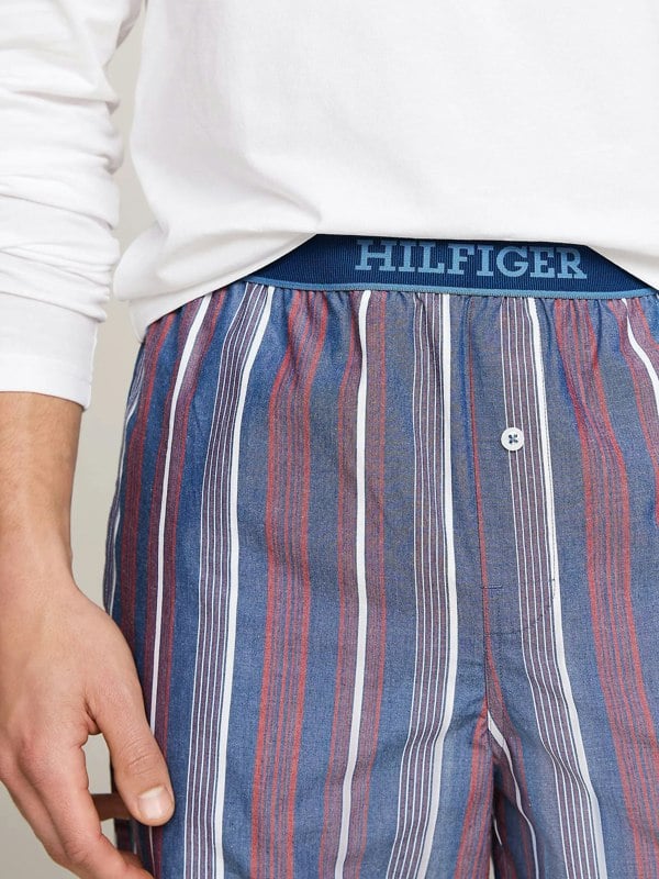 Tommy Hilfiger MONOTYPE Mens Pyjama Set White/Monotype Stripes Indigo