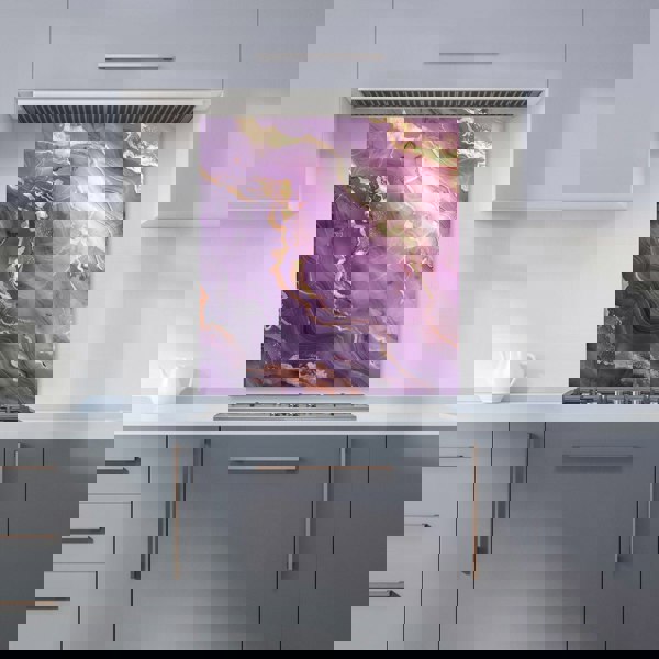 Warren Reed - Designer Purple And Gold Marble Effect Kitchen Splashback