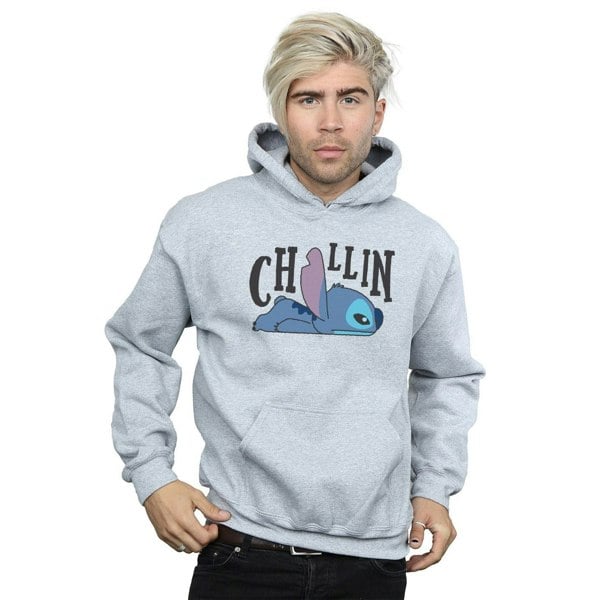 Disney Mens Lilo And Stitch Chillin Hoodie - Sports Grey