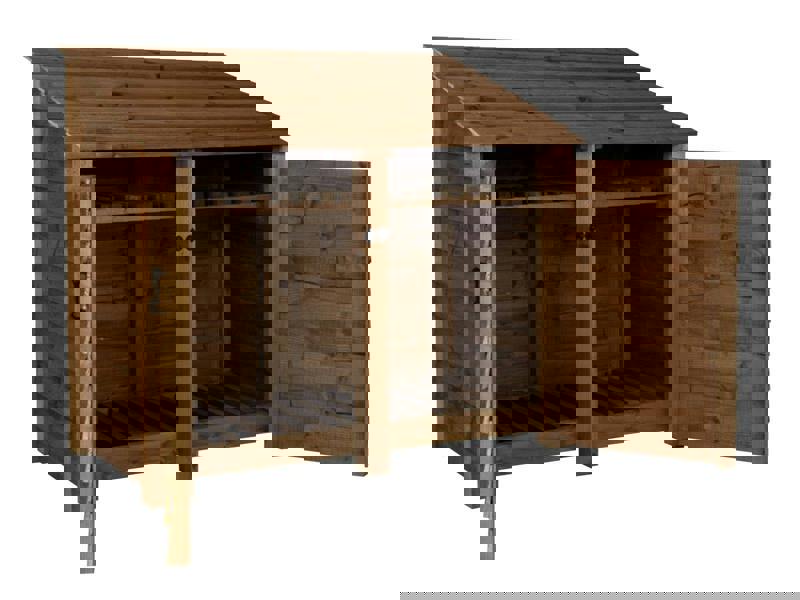 Arbor Garden Solutions Wooden Log Store with Door and Shelf W-146cm, H-126cm or 180cm, D-88cm - Brown Finish