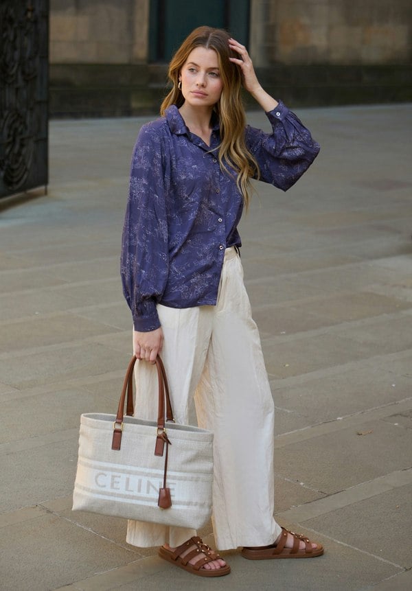 Marrianne Peter Pan Collar Josephine Print Shirt In Navy - image 3