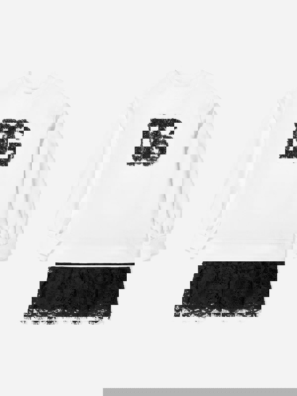 Dolce & Gabbana Kids Dolce & Gabbana Girls Logo Sweater Dress in White