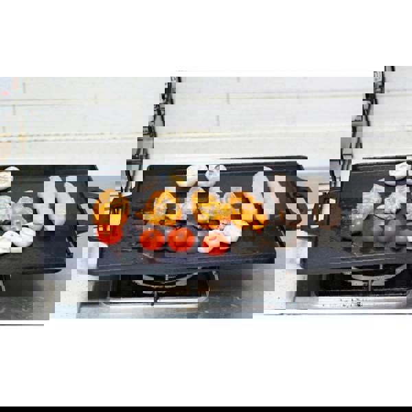 Gr8 Home Non Stick Cast Iron Reversible Griddle Plate Ribbed Pan BBQ Grill Hob Cooking