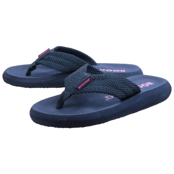 Rocket Dog model Sunset Webbing Flip Flop Female in Navy