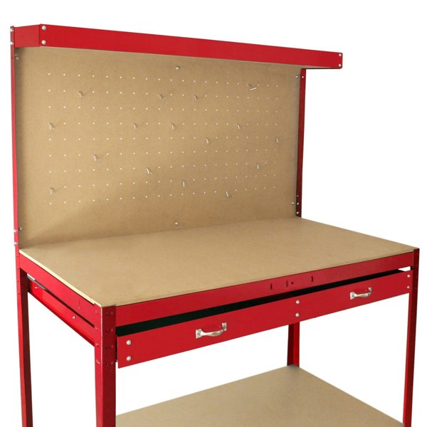 Monstershop Workbench with Pegboard and Drawer - Red