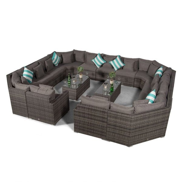 Giardino Santorini Modular 13 Seat Rattan Conversation Set With 2 Coffee Tables