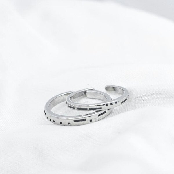 The Colourful Aura Adjustable Morse Code "Love you Forever" Couple Promise Ring Set