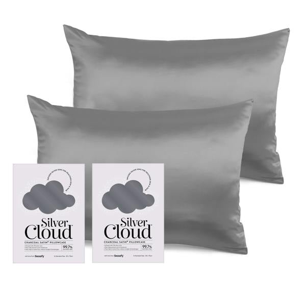 Silver Cloud Beauty Silver Cloud Charcoal Satin Pillowcase Twinpack