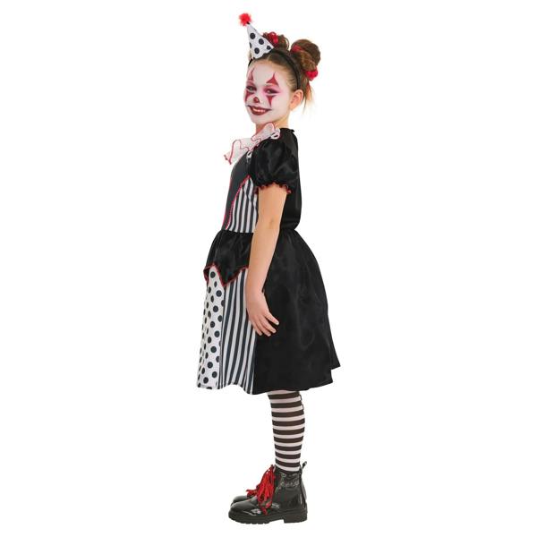 Bristol Novelty Girls Clown Costume - Black/White/Red - 