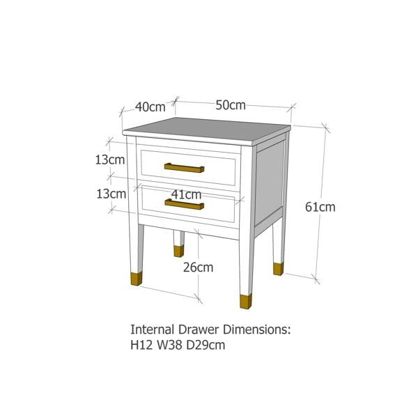 Cabinet Bits Palazzi 2 Drawer Bedside Blue H61 W50 D40cm