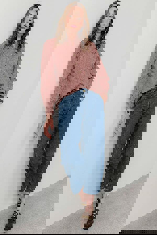 Lily & Me Wayfaring Textured Jacquard Blouse Antique Rose