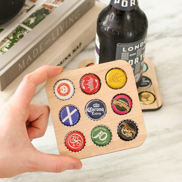 ThatsNiceThat Beer Cap Collector Coaster Birthday Gift For Dad