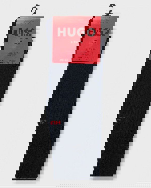 HUGO Mens 3-Pack of Regular Length Socks with Logo Details NOS - Dark Blue 401