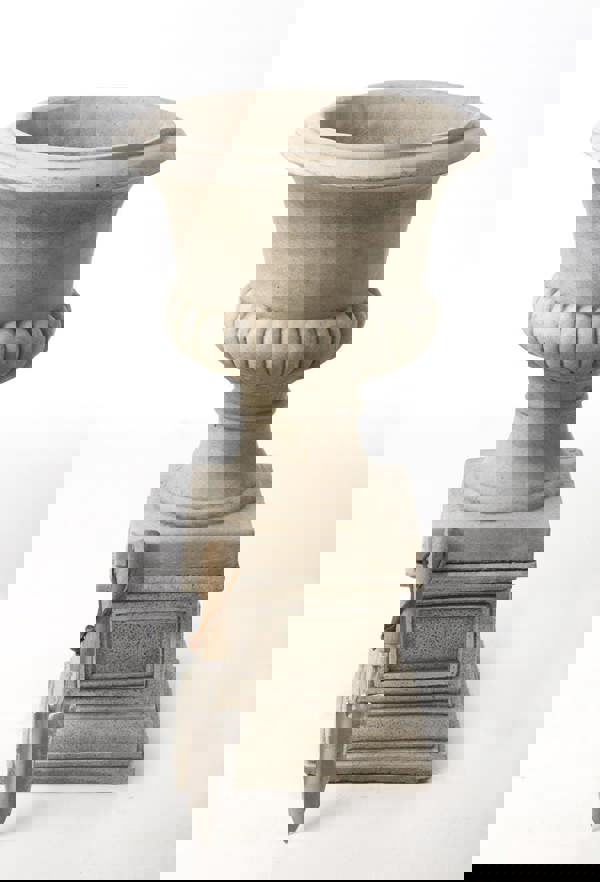 Pair of Classic Stone Garden Urns with Columns