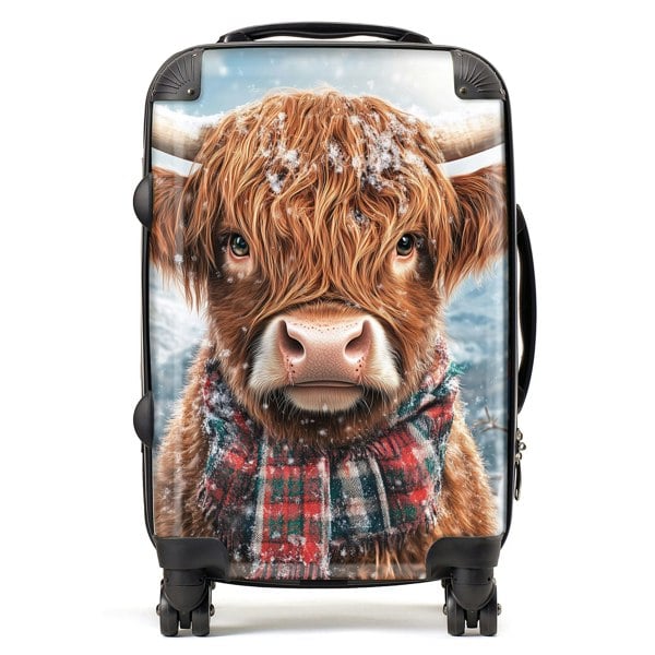 Warren Reed Snowy Highland Cow Suitcase