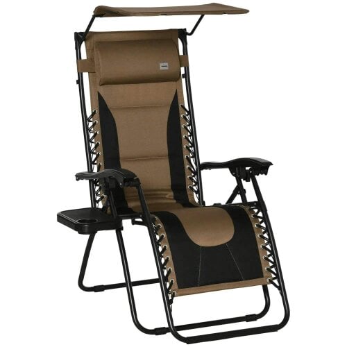 Bobobiy Zero Gravity Lounger Chair, Folding Reclining Patio Chair - Shade Cover, Padded Seat, Cup Holder, Soft Cushion & Headrest for Poolside
