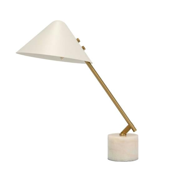 Angel Cerdá Table lamp in white steel and polished gold steel with porcelain marble base 8119