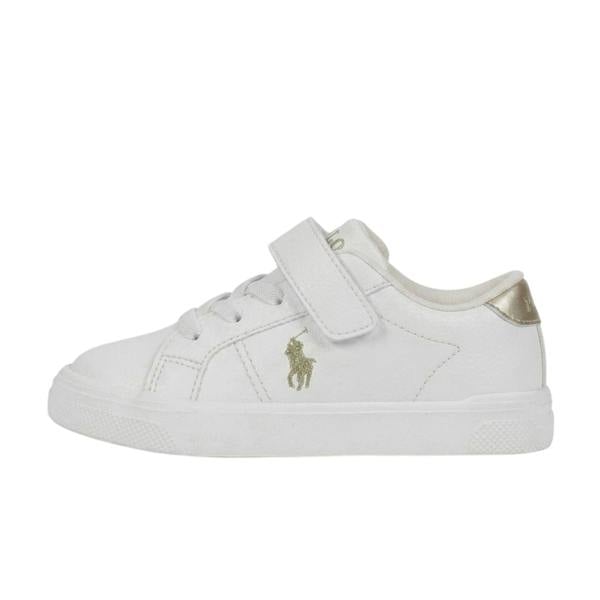 Ralph Lauren Childrens/Kids Sutton Trainers - White/Gold - 