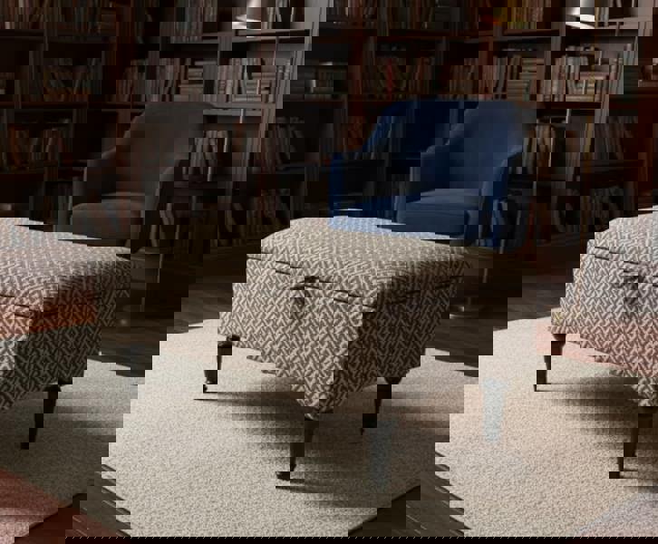 ISTOOLS Multifunctional Eden Brown Bloc Pattern Geometry Coffee Table Storage Ottoman Pouffe – Stylish Living Room Footstool