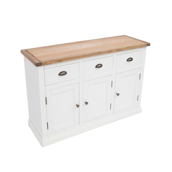 Cabinet Bits Cosenza Off White 3 Drawer 3 Door Sideboard Brass Cup Handle