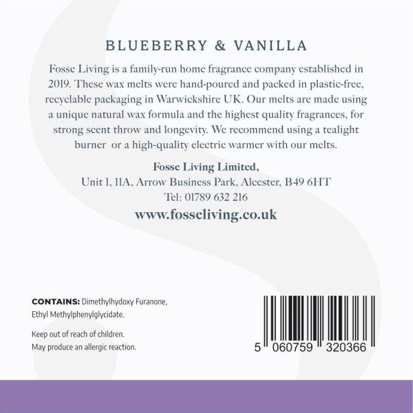 Fosse Living Blueberry & Vanilla Wax Melts - 16 Pack