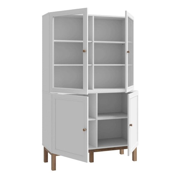 Wyld Haus Niva Light Grey and Natural Oak Effect Display Cabinet 4 Doors
