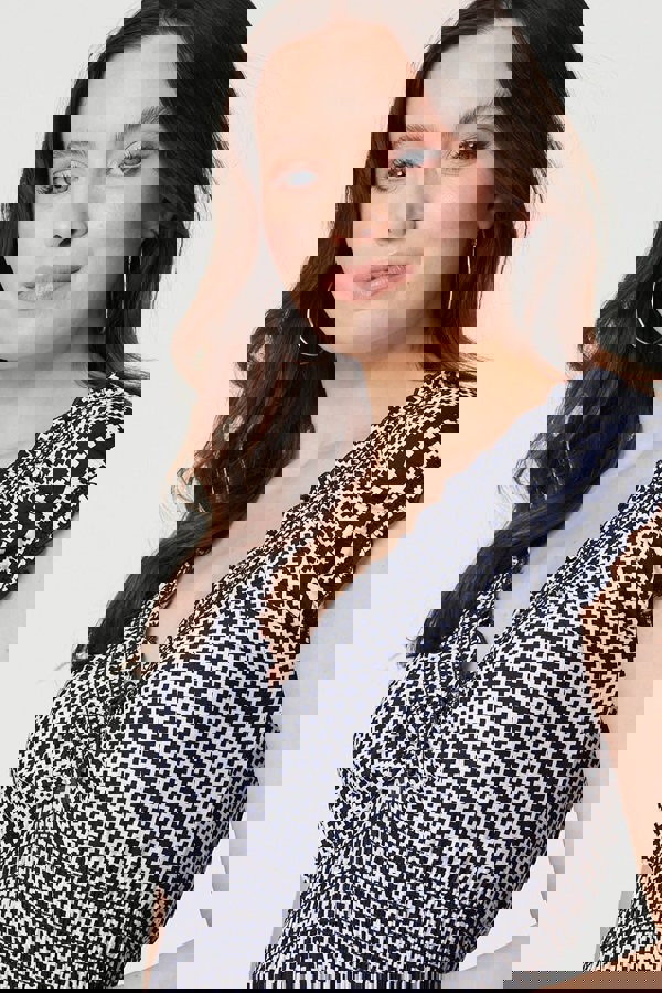 Navy | Geo Border Print Empire Maxi Dress