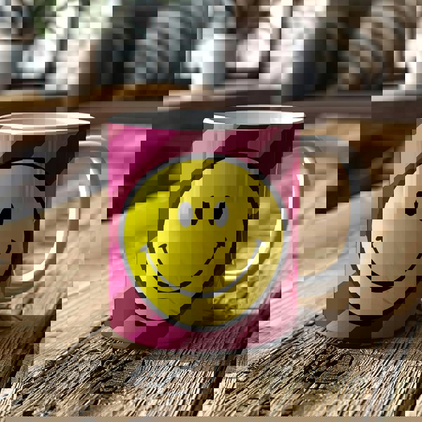 Helter Skelter Tilted Stripe Smiley Mug in Raspberry Ripple - Love Frankie