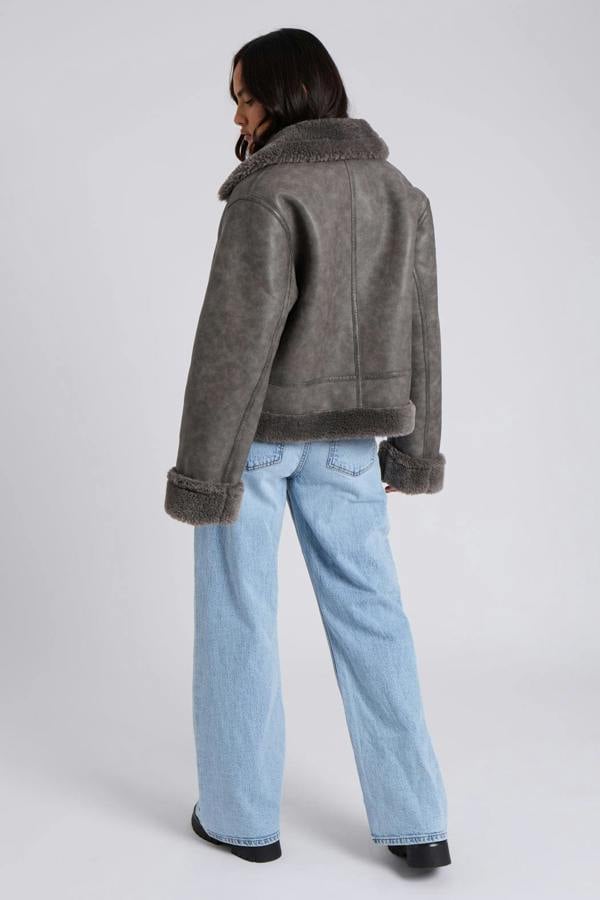 Urban Bliss Grey Cropped Bonded Jacket