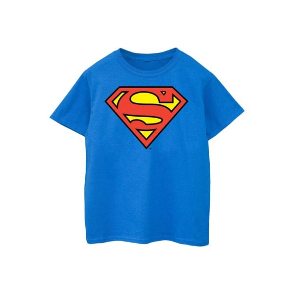 DC Comics Womens Superman Logo Boyfriend Fit Cotton Boyfriend T-Shirt - Royal Blue