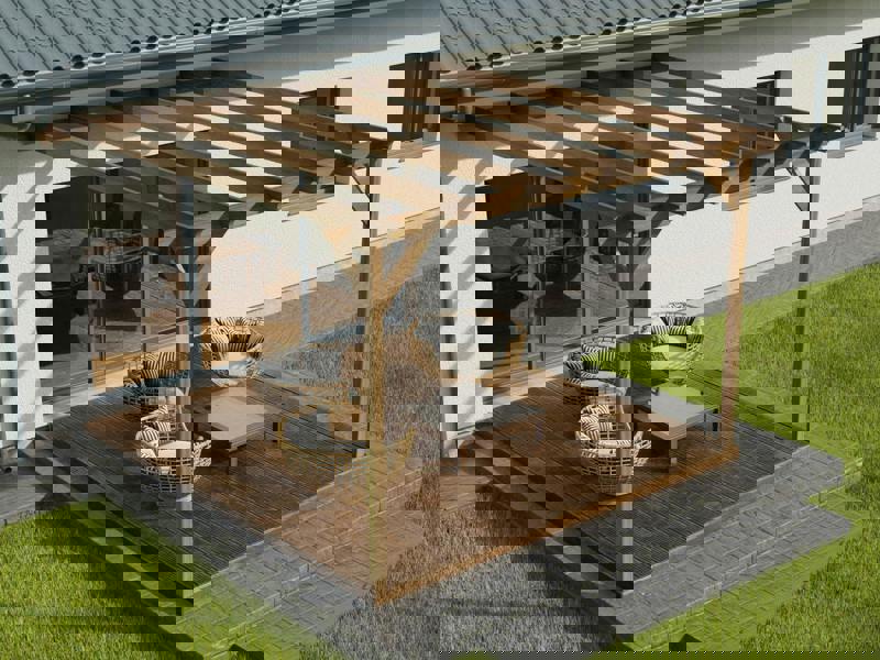 Arbor Garden Solutions Wall Mounted Pergola and Decking Kit Champion Design