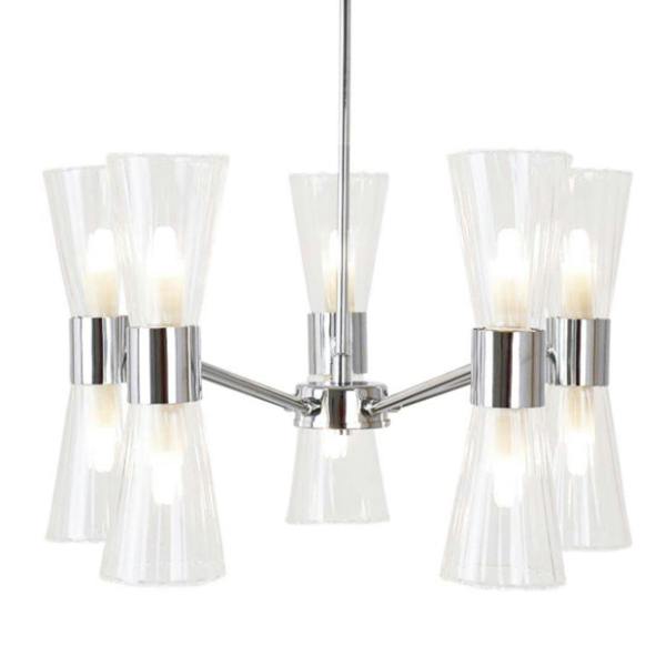 Pagazzi Lighting HERRERA 10 LIGHT POLISHED CHROME PENDANT CEILING LIGHT