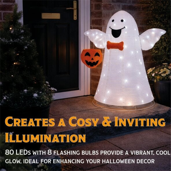 Scotts of Stow Fxlab White LED Foldable Ghost Outdoor Halloween Decoration
