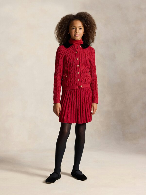 Ralph Lauren Kids Ralph Lauren Girls Cable Knit Skirt in Red