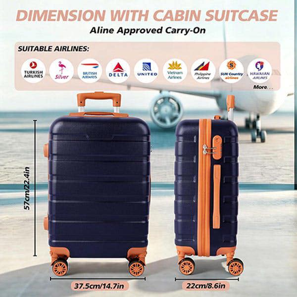 Leaper 20" ABS Carry-On Luggage with Removable Wheels & TSA Lock