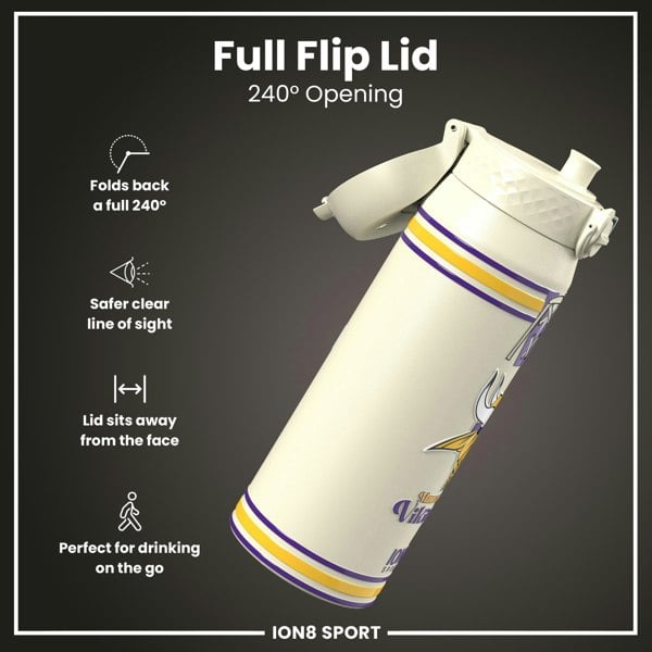 ION8 NFL x ION8 Insulated Steel Water Bottle, NFL Vikings, 750ml (24oz)